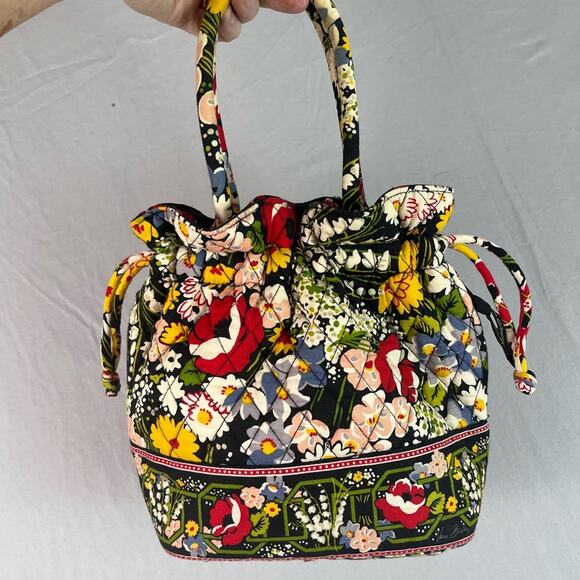 Vera Bradley Poppy Fields Drawstring Purse Top Handle Y2K Tote Mini Bag Flowers - Picture 4 of 14